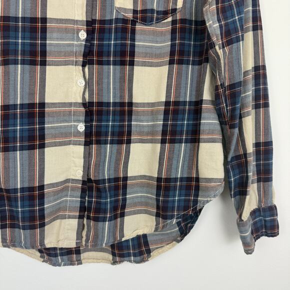 H&M L.OG.G. Womens Long Sleeve Button-Up Casual Purple/Blue/Cream Plaid Shirt 8 - Picture 5 of 11